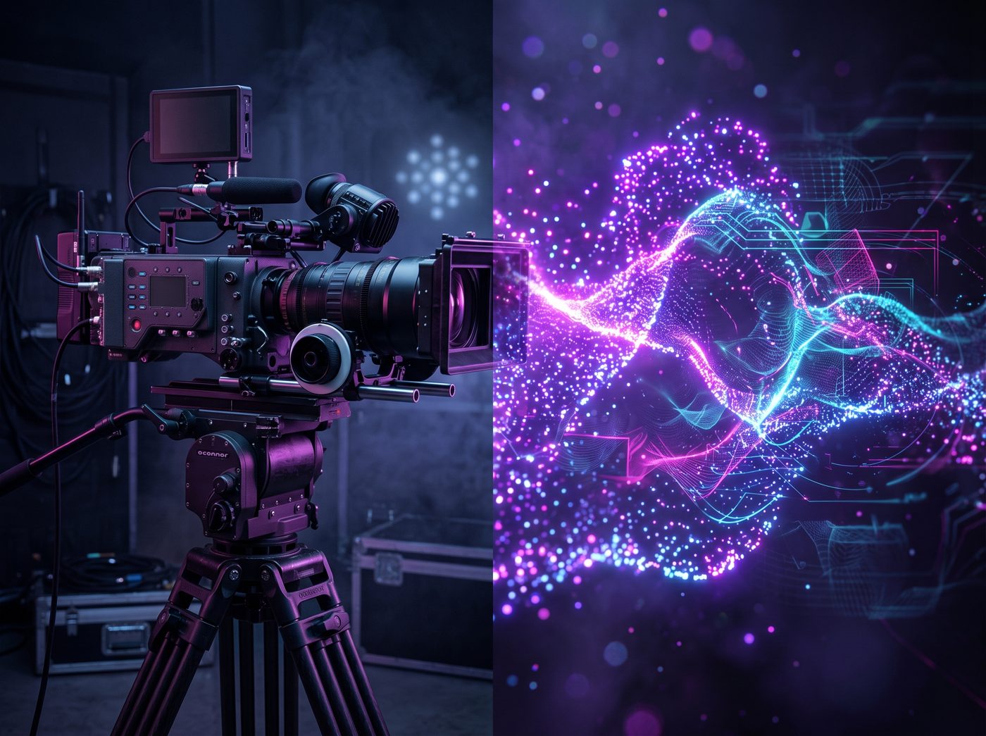 IA o rodaje real: cámara de cine vs cámara wireframe digital
